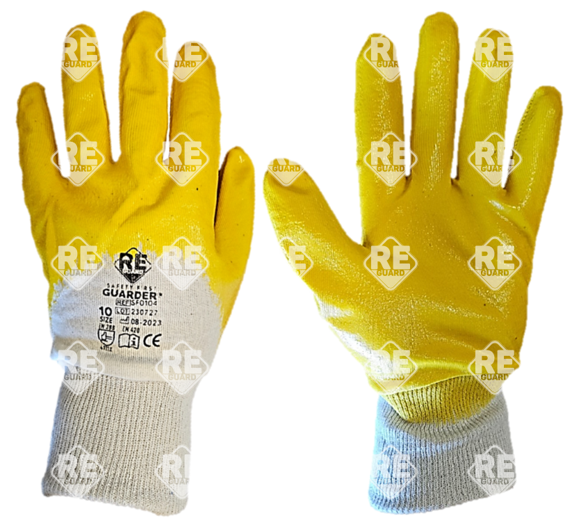 Guarder Gelber Nitril getauchter Handschuhe mit offenem Handrücken Gr: 10