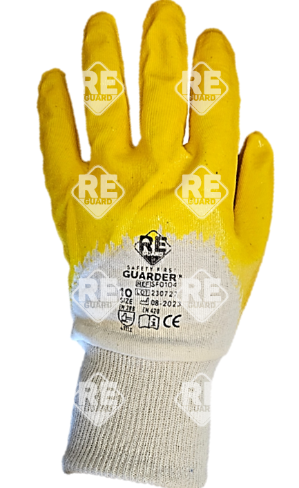 Guarder Gelber Nitril getauchter Handschuhe mit offenem Handrücken Gr: 10