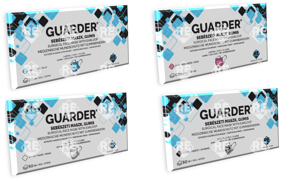 Mundschutz Guarder Medizinisch 3-lagig mit Gummibändern blau