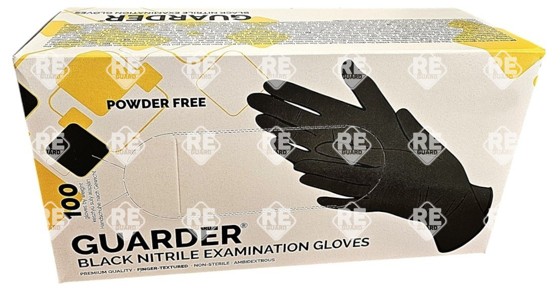 GUARDER Nitril Schwarz (5.5g | 5.0mil) Finger textur.  puderfreier Handschuh S