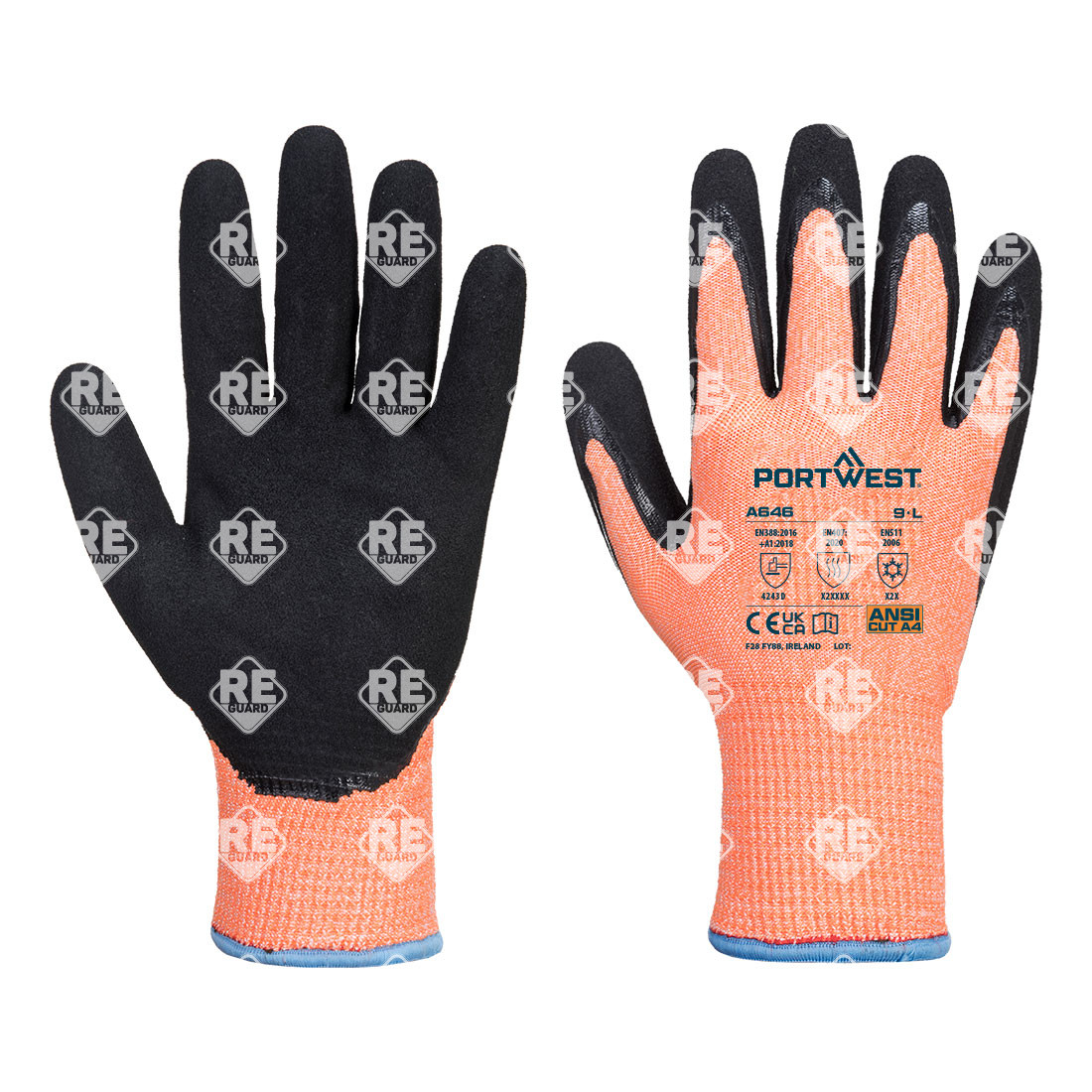 Vis-Tex Winter Cut D13 Nitril-Handschuh Orange/Schwarz L
