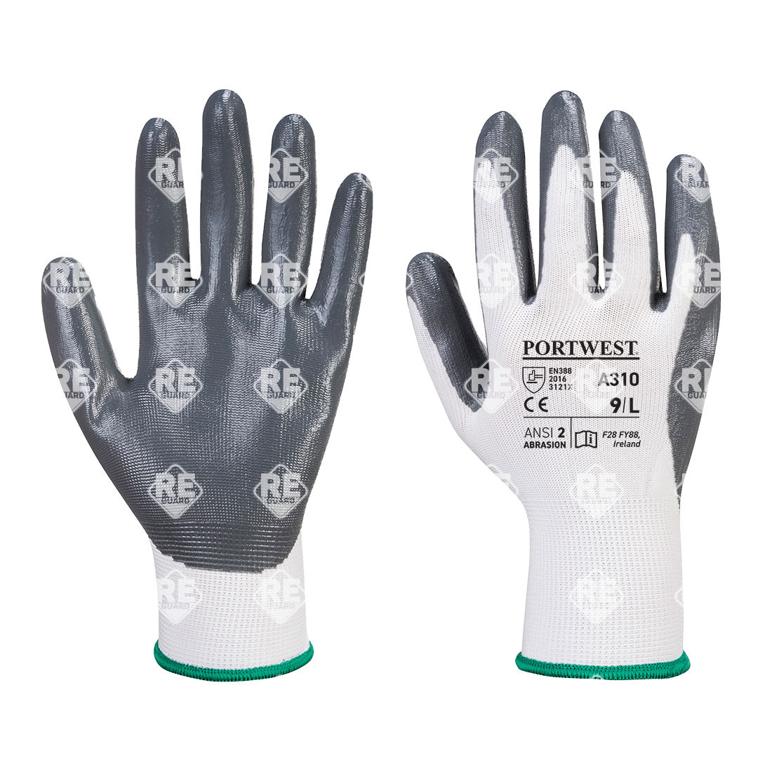 Flexo Grip Nitrile Handschuh grau/weiss L