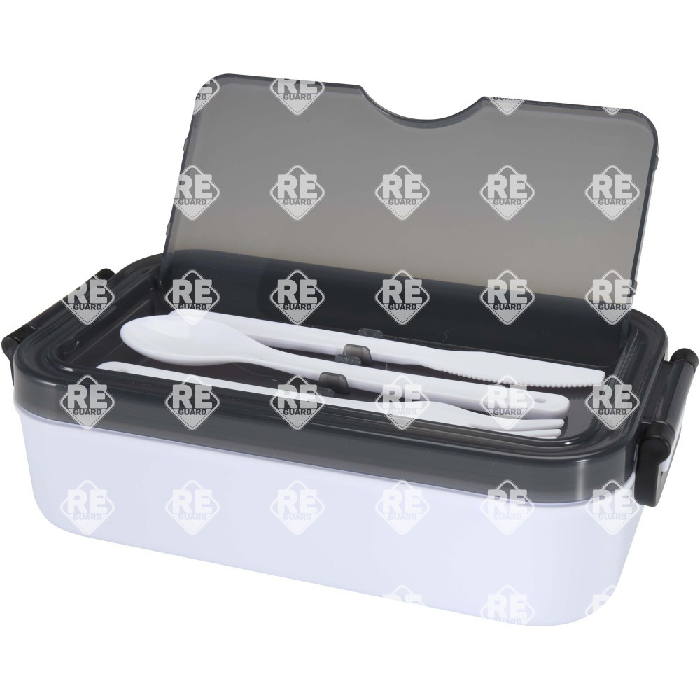 Snappy brotdose mit besteck weiss