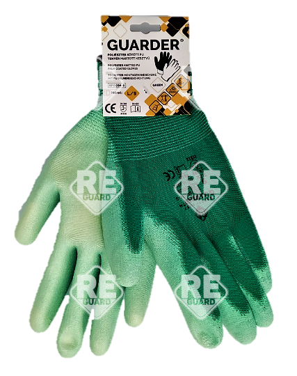 Guarder Polyester Handschuh mit PU beschichtete Handfläche grün Gr: 10