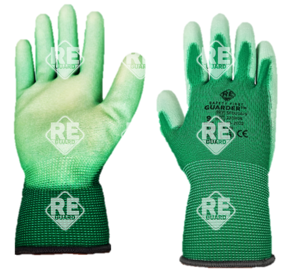 Guarder Polyester Handschuh mit PU beschichtete Handfläche grün Gr: 10