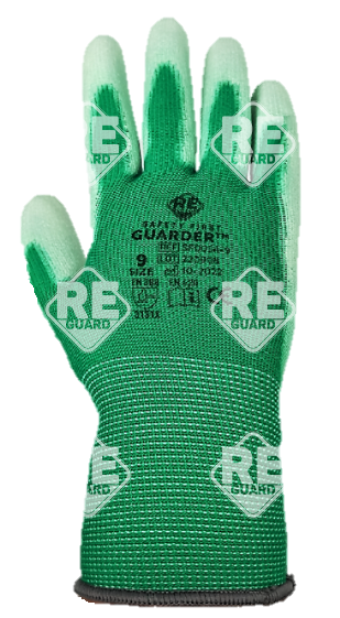 Guarder Polyester Handschuh mit PU beschichtete Handfläche grün Gr: 10
