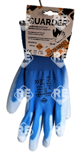 Guarder Polyester Handschuh mit PU beschichtete Handfläche blau Gr: 10