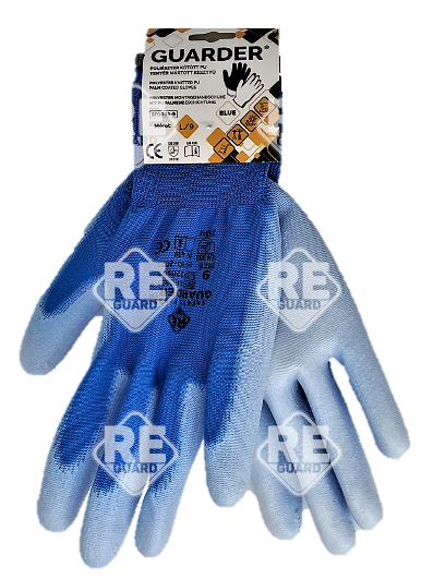 Guarder Polyester Handschuh mit PU beschichtete Handfläche blau Gr: 10