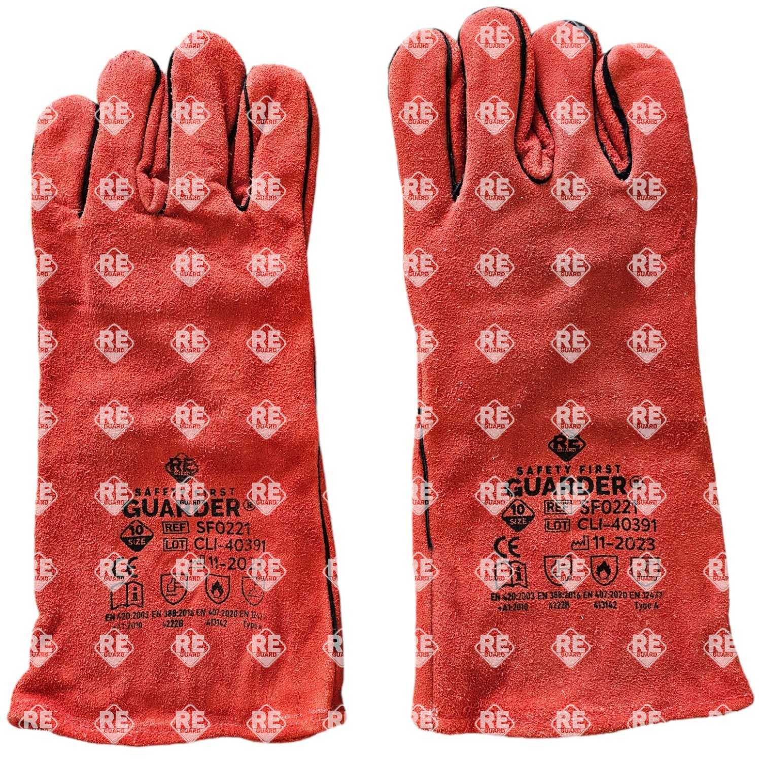 Guarder Schweißhandschuhe aus rotem Rindsleder 10