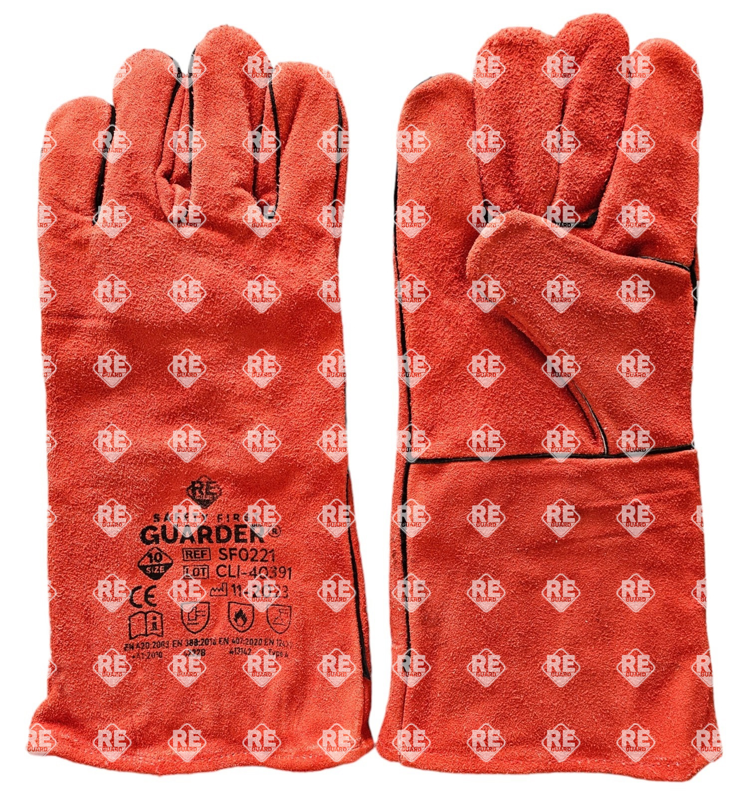Guarder Schweißhandschuhe aus rotem Rindsleder 10