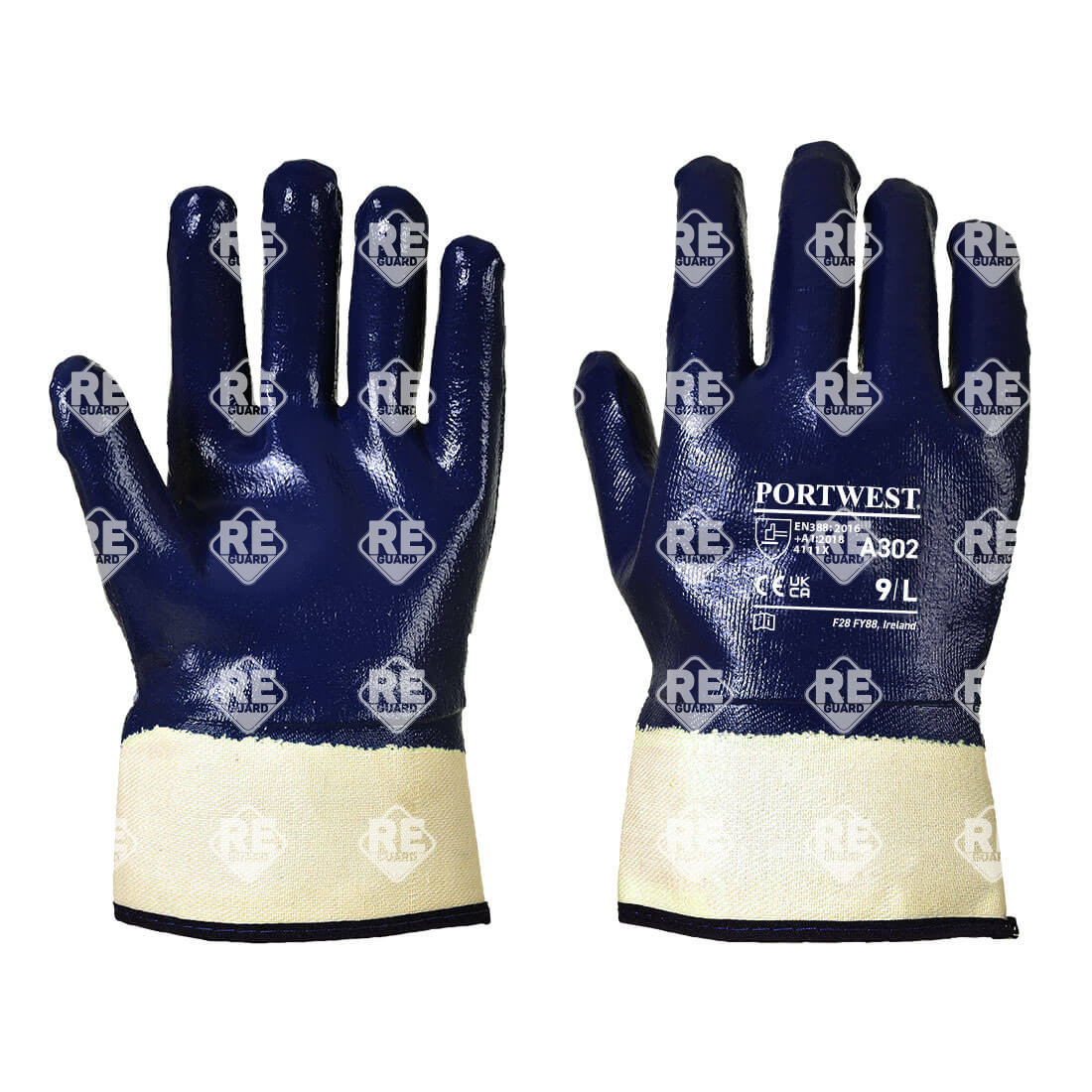 Vollgetauchter Nitrilhandschuh mit Stulpe marine L