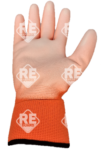 Guarder Polyester Handschuh mit PU beschichtete Handfläche orange Gr: 10