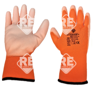 Guarder Polyester Handschuh mit PU beschichtete Handfläche orange Gr: 10