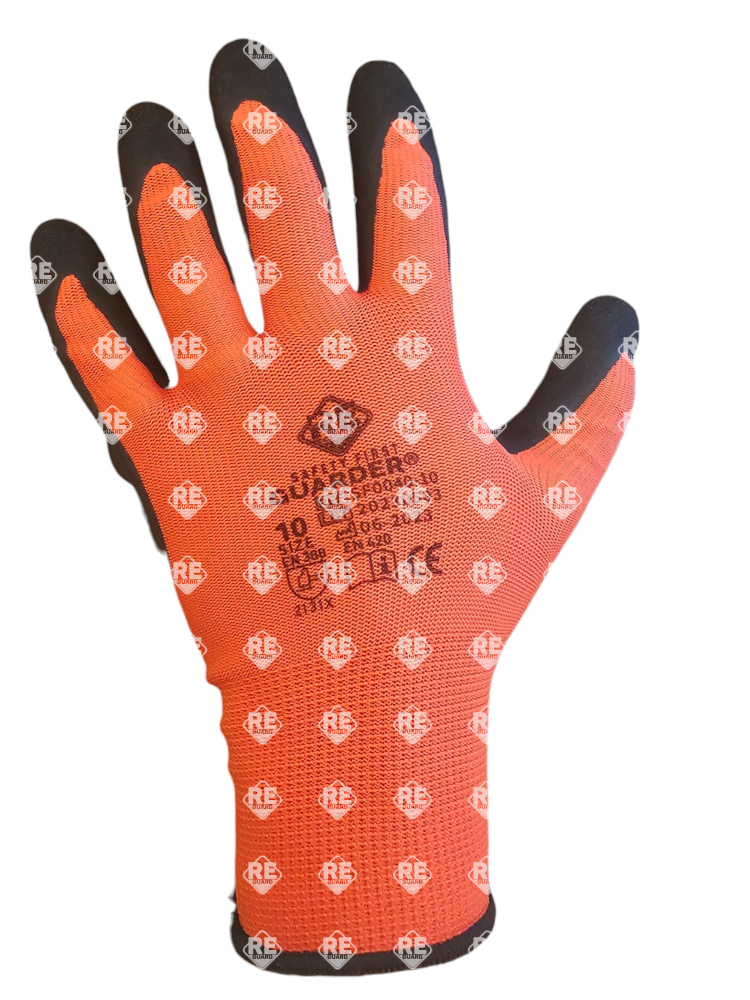Guarder Polyester Handschuh mit Schaumlatex-besch. Handfläche rot 10