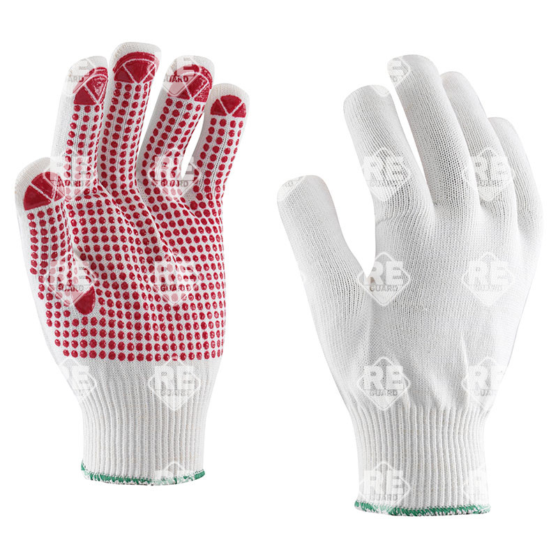 Gepunkteter dreifädiger Polyamid-Handschuh, Größe 6
