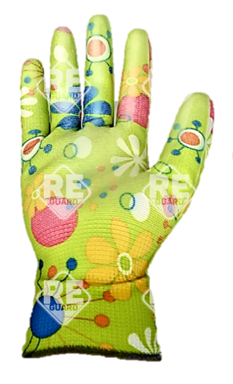 Guarder Polyester Handschuh mit PU beschichtete Handfläche blumen Gr: 7