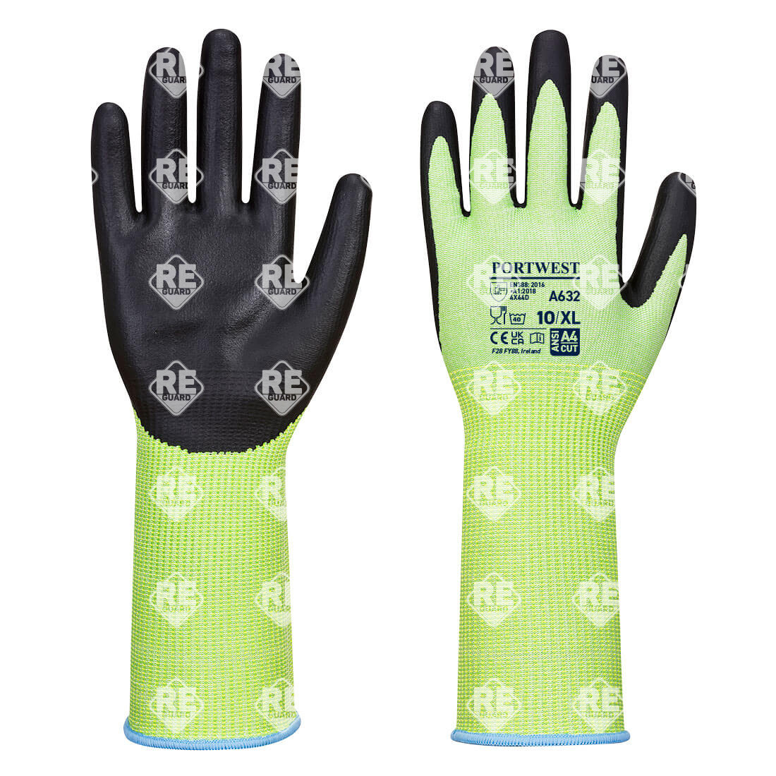 Grüner Schnittschutzhandschuh Lange Stulpe Gruen/Schwarz L