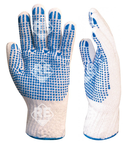 Baumwoll-/Polyesterhandschuh mit blauen Punkten 9
