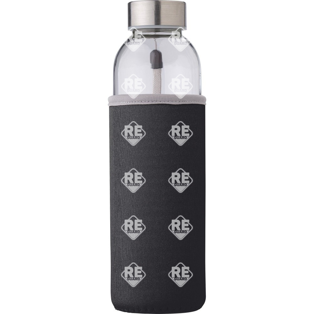 Glasflasche in Neoprenhülle schwarz 500 ml