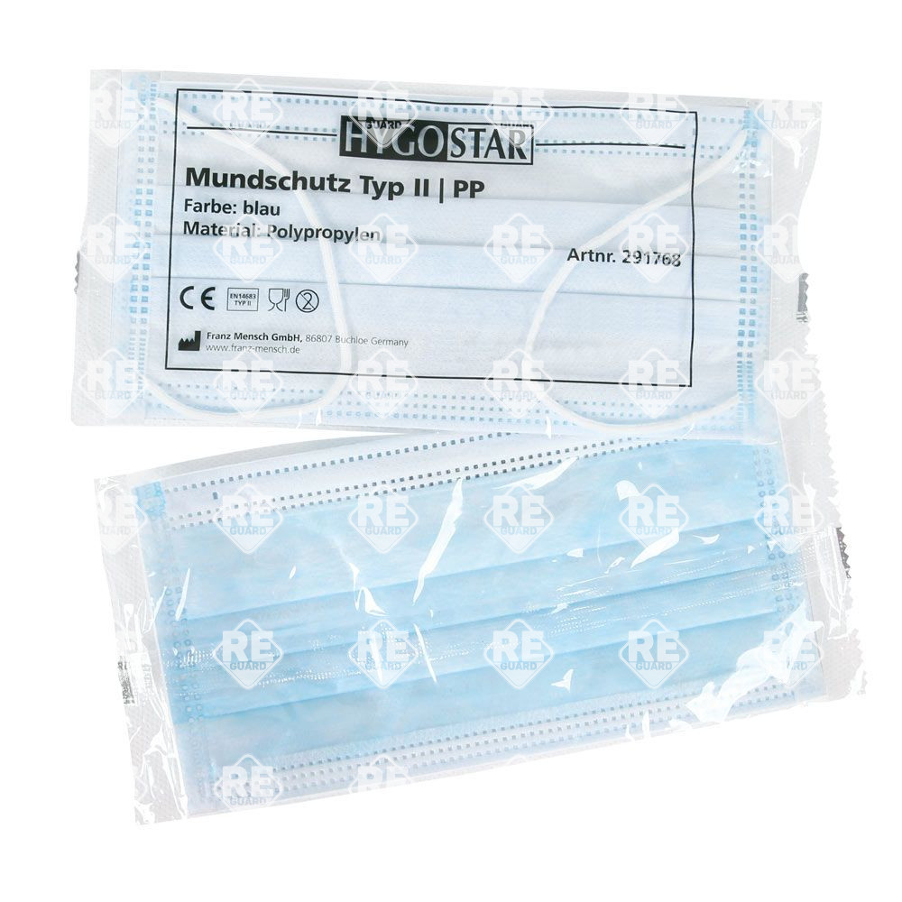 Mundschutz Hygostar Typ II, 3-lagig, PP, einzeln verpackt