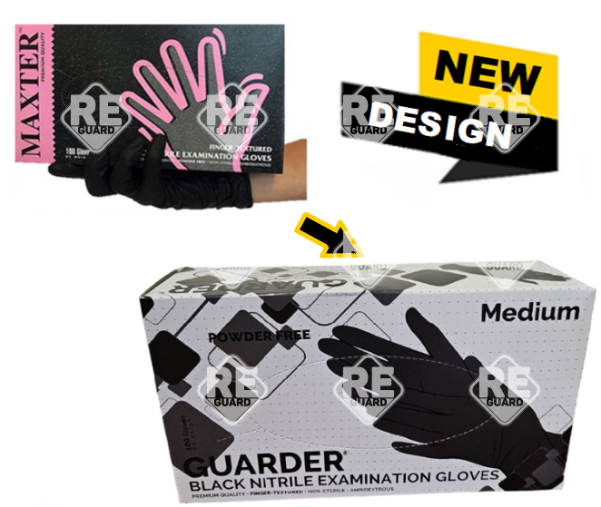 GUARDER Nitril Schwarz (3.6g | 3.2mil)  puderfreier Handschuh S