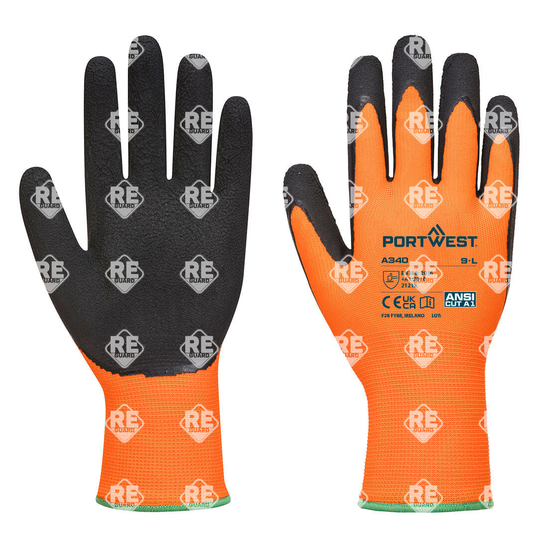 HiVis Grip Handschuh orange/schwarz L