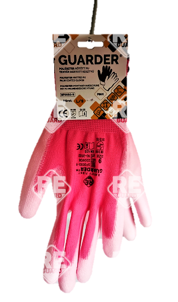 Guarder Polyester Handschuh mit PU beschichtete Handfläche pink Gr: 7