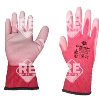 Guarder Polyester Handschuh mit PU beschichtete Handfläche pink Gr: 7