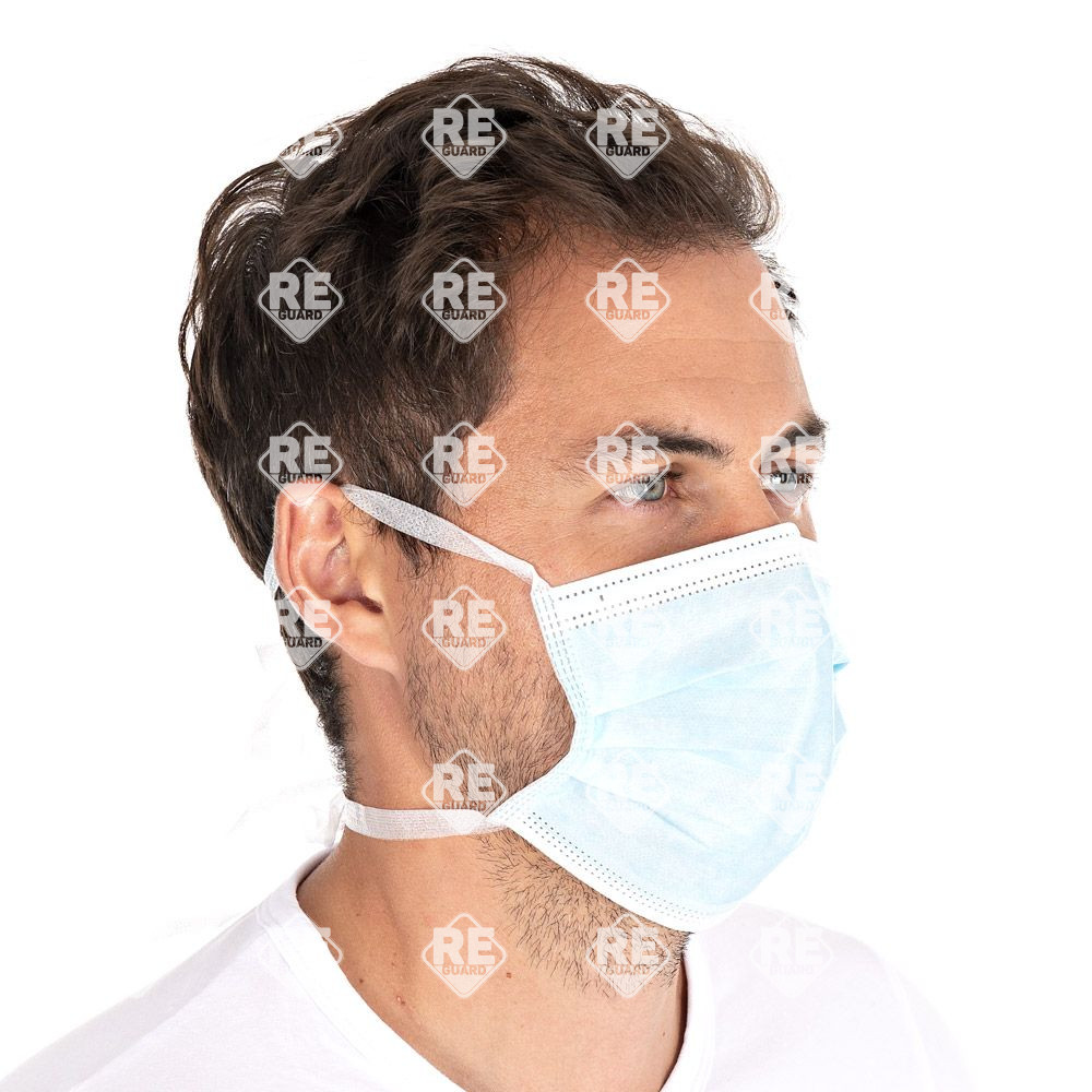 Mundschutz Hygostar, Typ II, 3-lagig mit Bändern blau