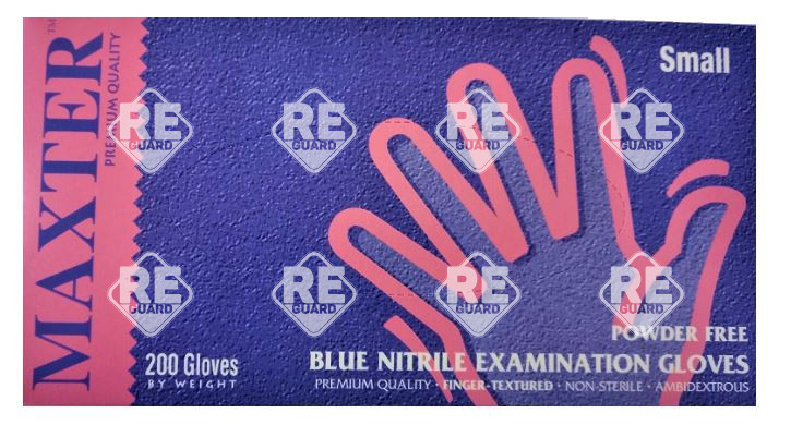 MAXTER Nitril Blau (3.6g | 3.2mil) 200 pcs puderfreier Handschuh XS