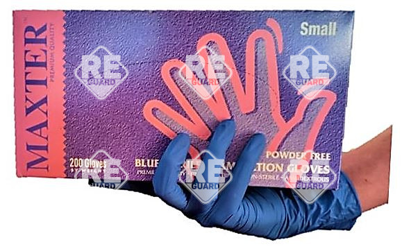 MAXTER Nitril Blau (3.6g | 3.2mil) 200 pcs puderfreier Handschuh XS