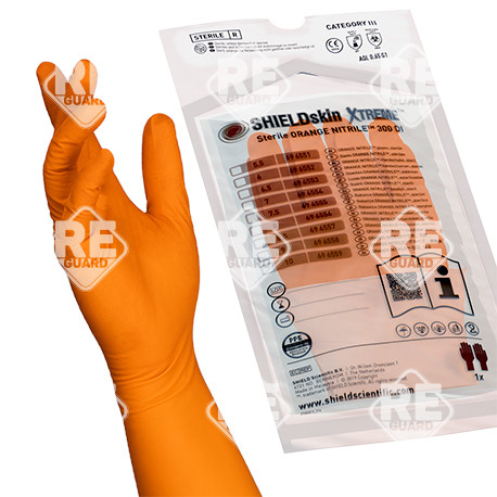 SHIELDskin XTREME STERILE ORANGE NITRILE 300 DI pf handspez. Reinraumhandschuh 20Paar/Beutel 5.5
