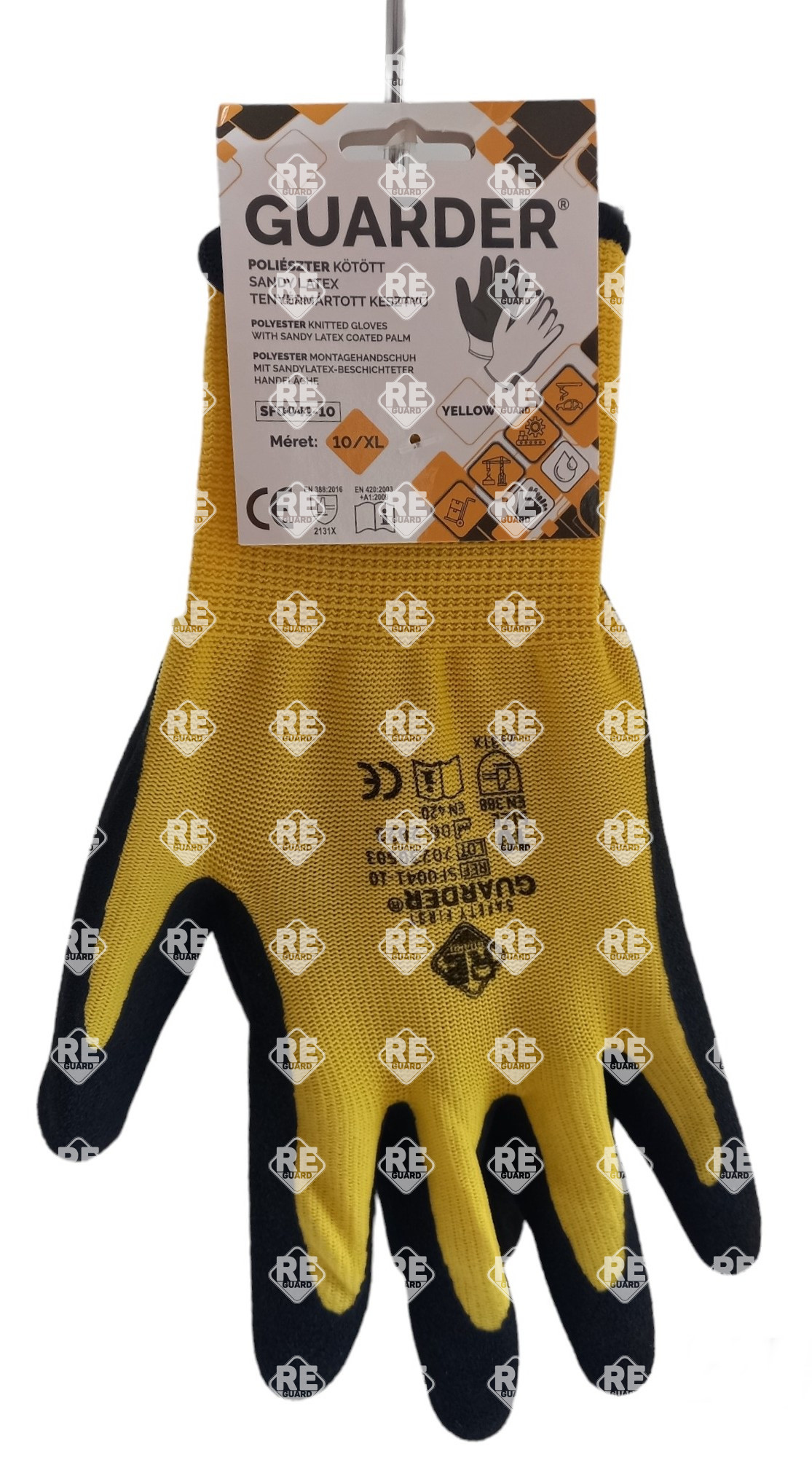 Guarder Polyester-Strickhandschuh mit Sandy Latex-besch. Handfläche gelb 10