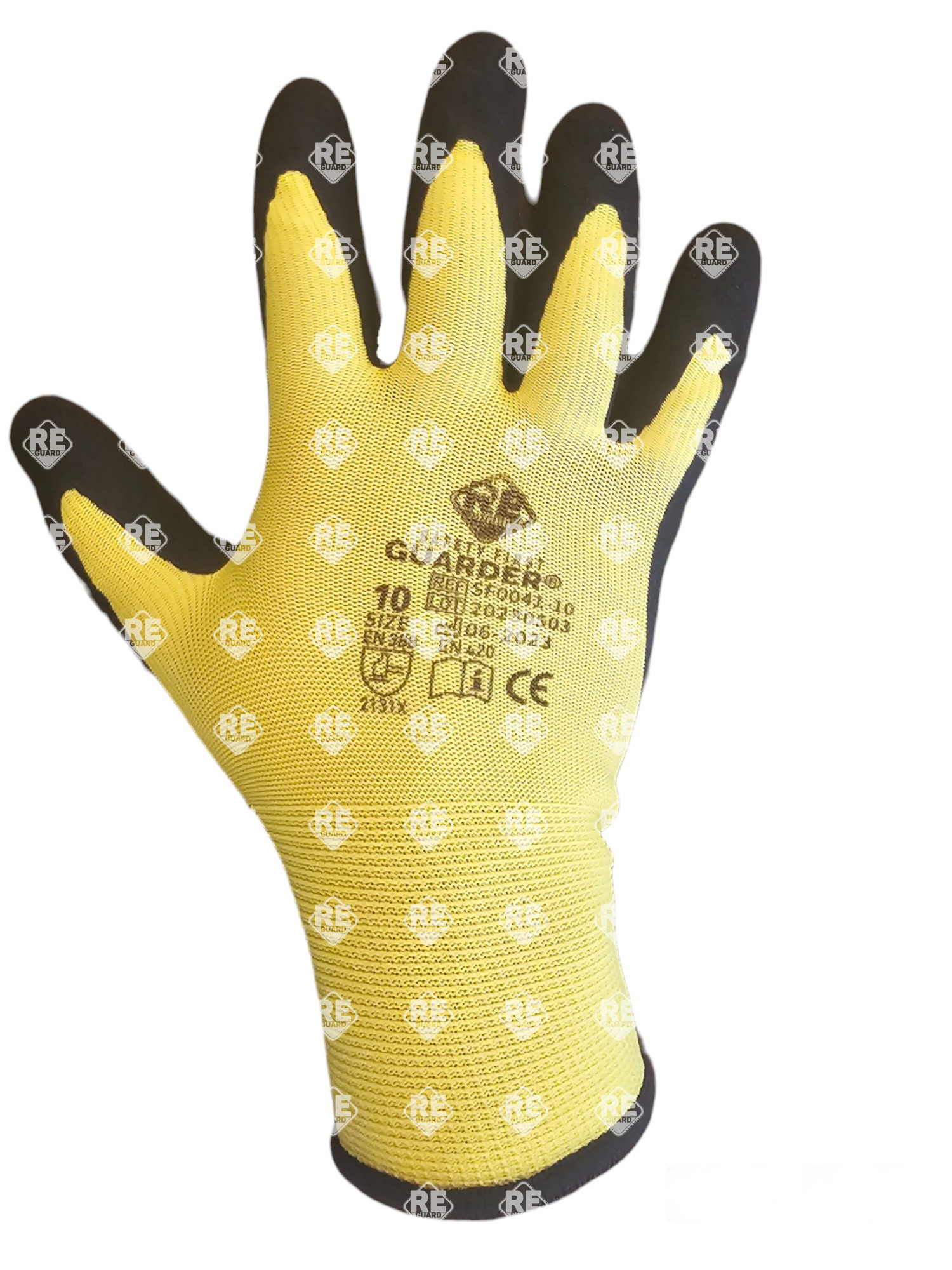 Guarder Polyester-Strickhandschuh mit Sandy Latex-besch. Handfläche gelb 10