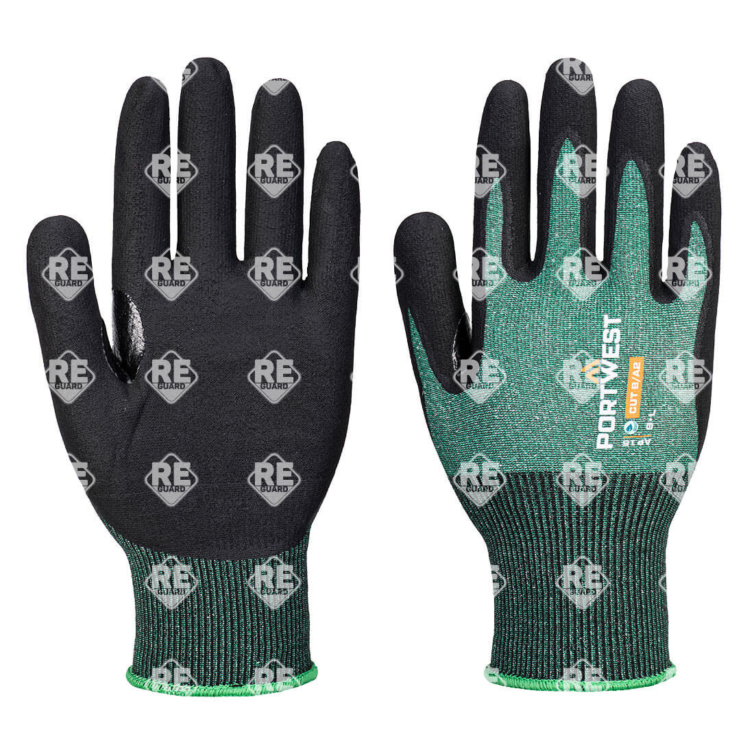 SG Cut B18 Eco Nitril-Handschuhe (Pk12) Gruen/Schwarz L