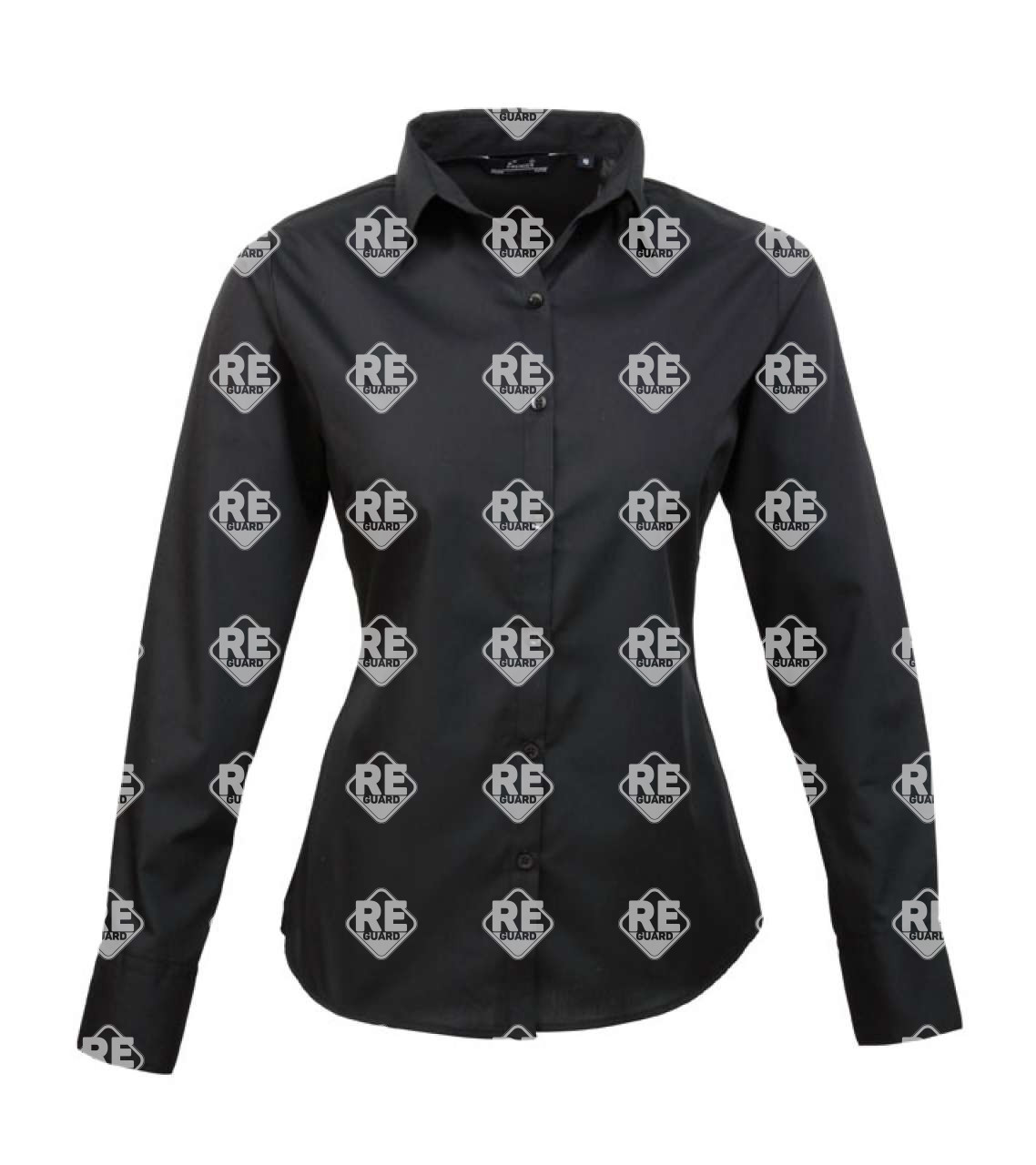 PR300 DAMEN LANGARMBLUSE AUS POPELINE black 2XL