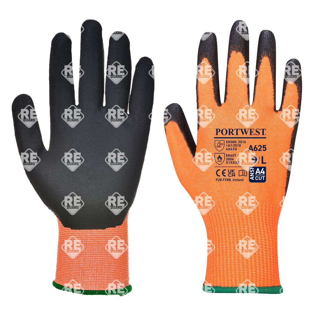 Vis-Tex PU Schnittschutzhandschuh orange/schwarz L