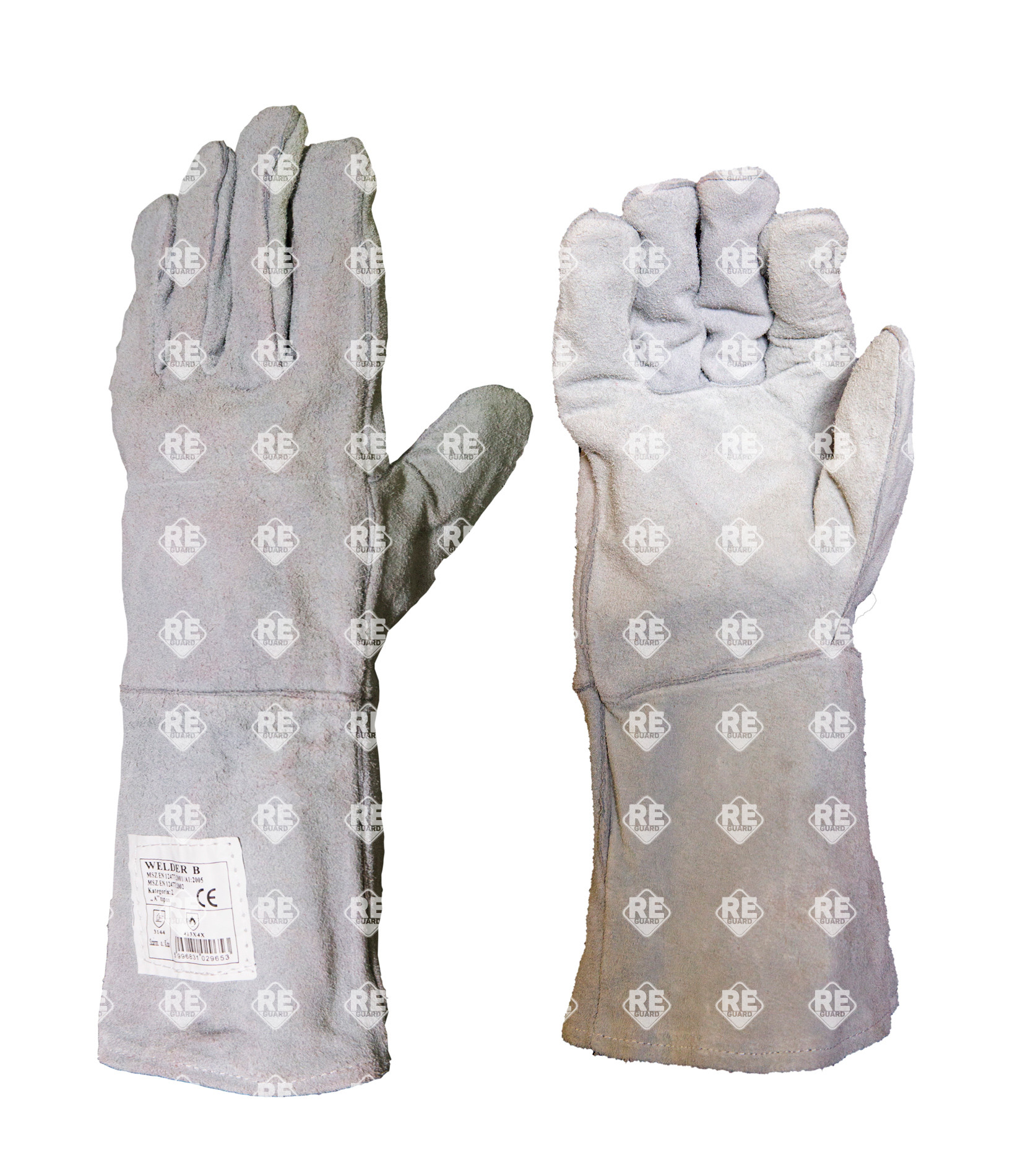 Gefütterter Handschuh, grau, Länge 35 cm, funken- und flammbeständig