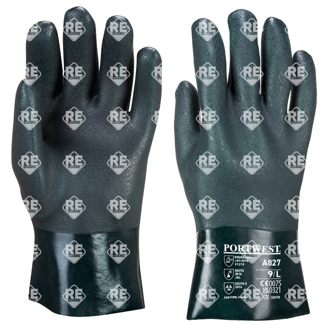 Doppelt Getauchter PVC Chmiekalienschutz-Handschuh Mit 27cm Stulpe