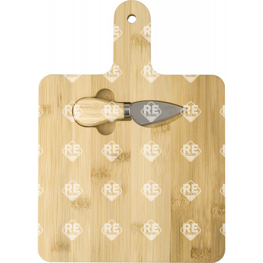Bambus-Schneidebrett mit Käsemesser, braun