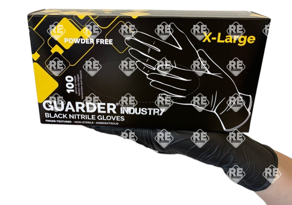 GUARDER® Industrie-Nitrilhandschuhe, schwarz, 3,5 g, puderfrei, 100 Stück. L