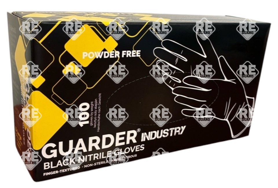 GUARDER® Industrie-Nitrilhandschuhe, schwarz, 3,5 g, puderfrei, 100 Stück. L