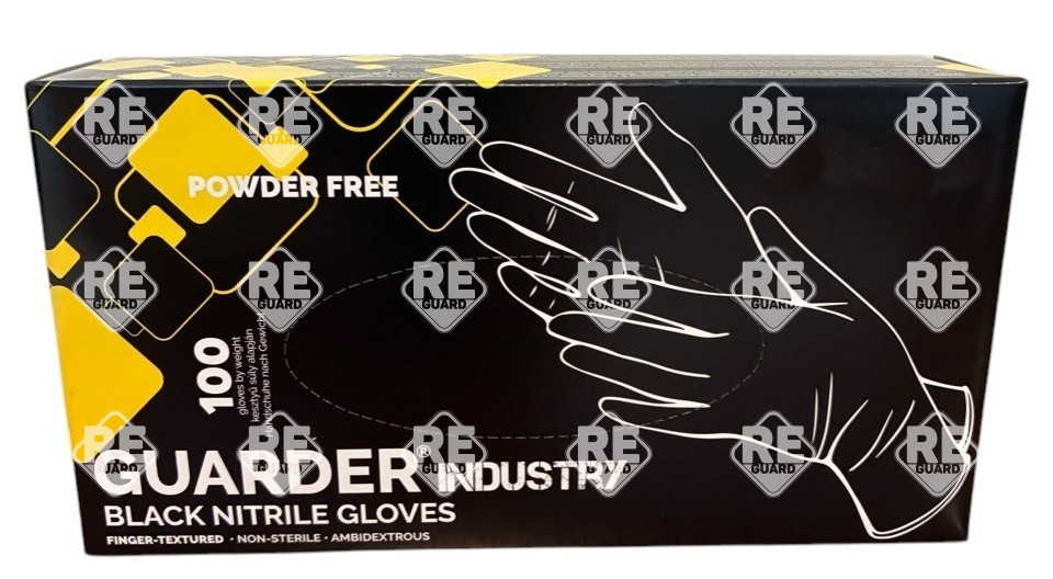GUARDER® Industrie-Nitrilhandschuhe, schwarz, 3,5 g, puderfrei, 100 Stück. L