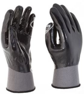 Grauer Polyester-Handschuh, bis zum Handgelenk mit Nitrilbeschichtung, Größe 6