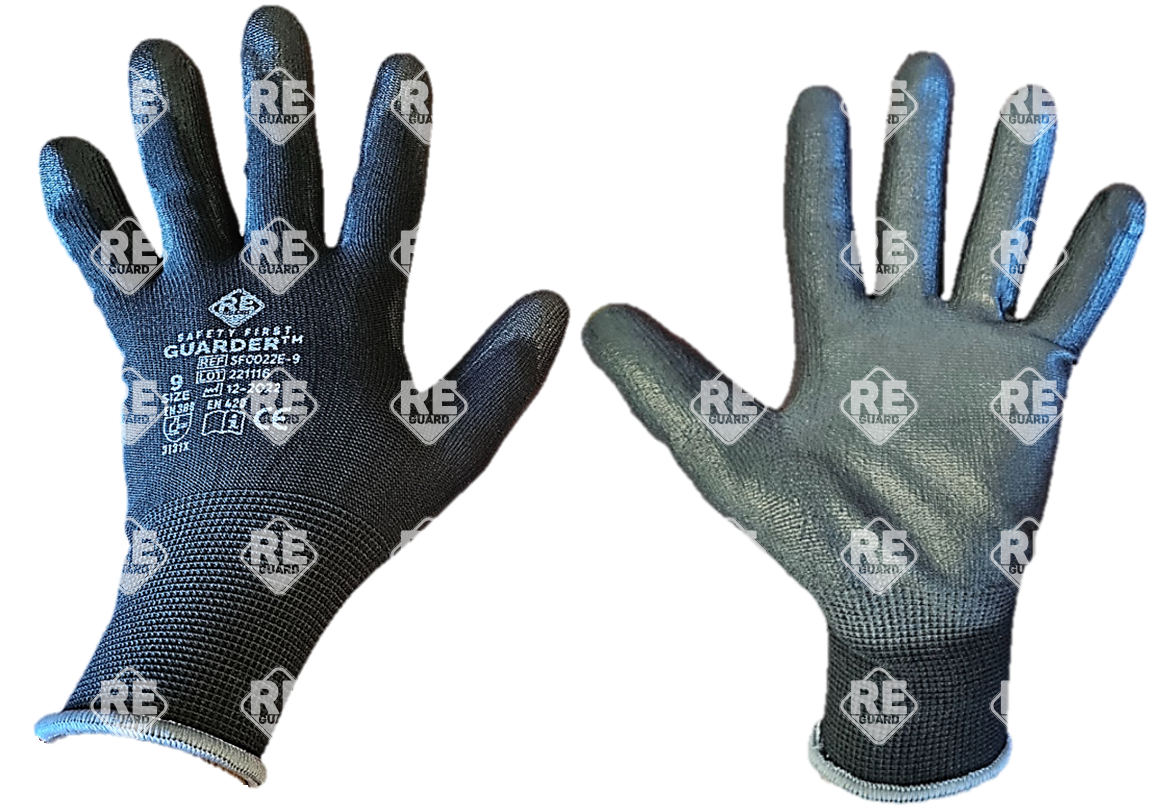 Guarder Polyester Handschuh mit PU beschichtete Handfläche ECO schwarz Gr: 10