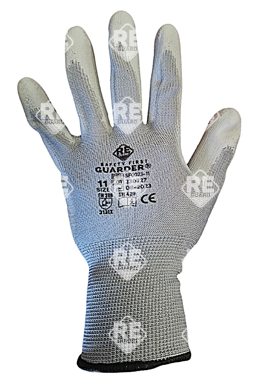 Guarder Polyester Handschuh mit PU beschichtete Handfläche grau Gr: 7