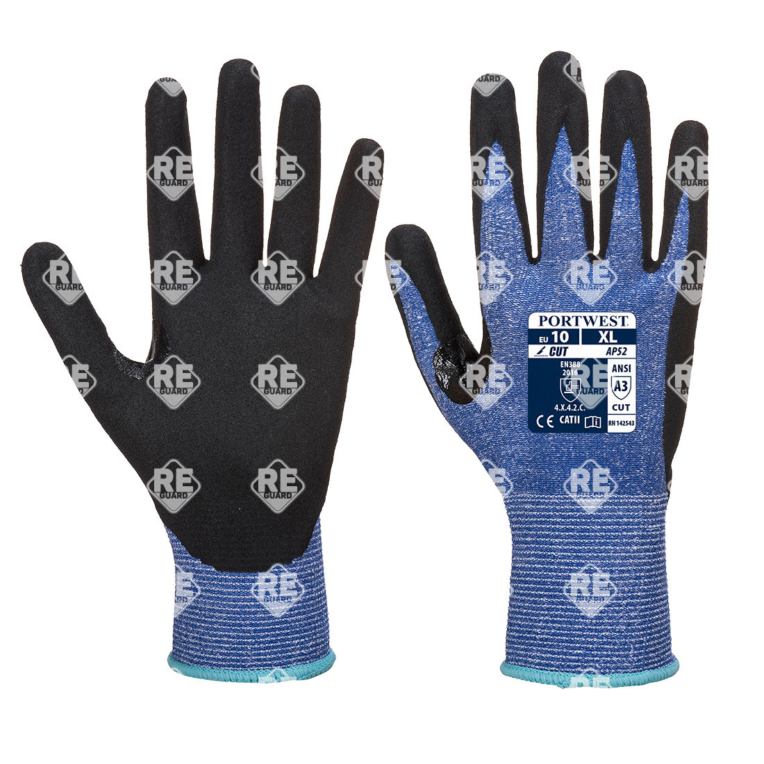 Dexti Ultra Schnittschutz-Handschuh Blau/Schwarz L