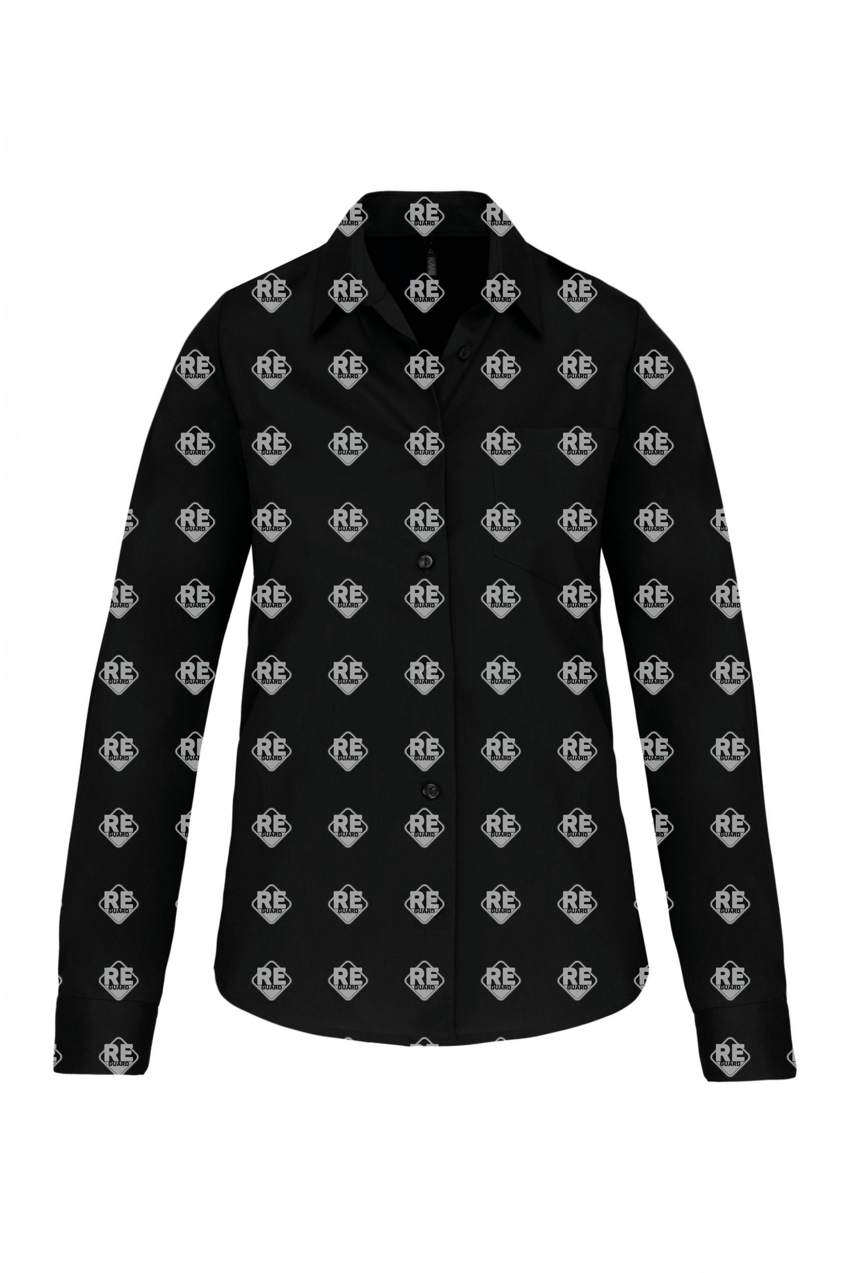 KA542 DAMEN-LANGARMHEMD AUS BAUMWOLLPOPELINE black 2XL