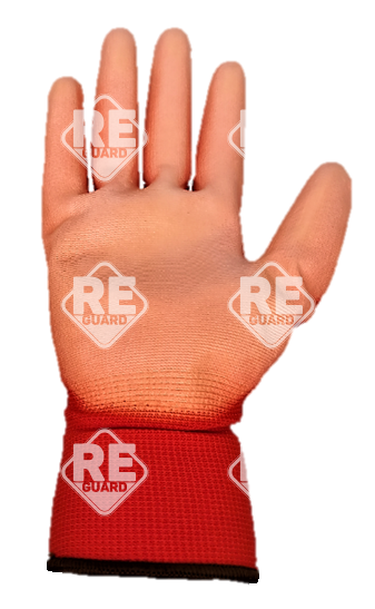 Guarder Polyester Handschuh mit PU beschichtete Handfläche rot Gr: 10