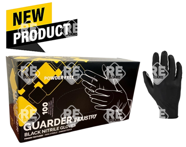 GUARDER® Industrie-Nitrilhandschuhe, schwarz, 3,5 g, puderfrei, 100 Stück. L